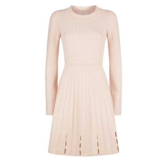 SANDRO Women's Terez Eyelet-detail Knit Mini Dress In Powder Size Small - Picture 1 of 16